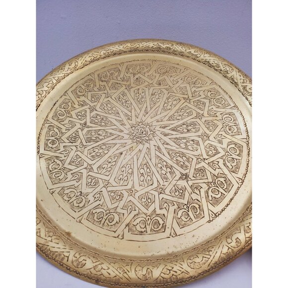 Vintage Brass Plate,Brass Plate, Carved Trincket Plate, Carved Brass Plate, - Picture 4 of 10